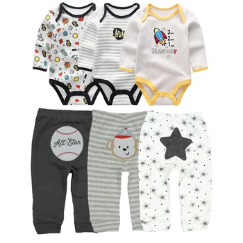 2020. gadam Jaundzimušo Bērnu zēnu Rudens&Ziemas Karikatūra Drēbes ar garām Piedurknēm Jumpsuit baby romper+bikses 6PCS/DAUDZ Zīdaiņu komplekti