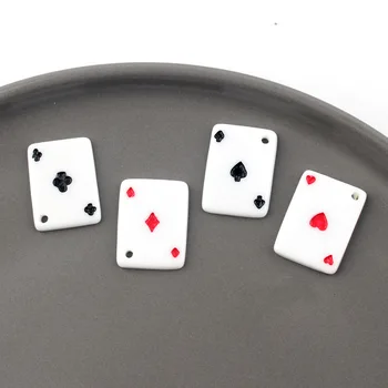 20Pcs Simulācijas Pokera Flatback Cabochon Piekariņi Plāksteris Rotaslietas Secinājumi Roku Kulonu Auskari Keychain Piederumu 22x16mm