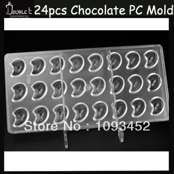 24Cups Mēness Polycarbona Šokolādes Pelējuma,DIY Bakeware Konditorejas instrumenti apdare,Formas Para Šokolādi,Cepamo Pelējuma Rīks