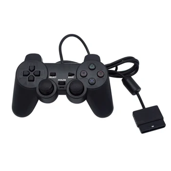2GAB Melno Vadu Kontrolieris 1.8 M Dubulta Trieciena Tālvadības kursorsviru Gamepad Joypad PlayStation 2 PS2