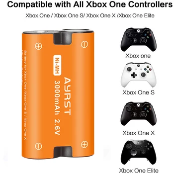 2gab 3000mAh Rezerves Baterija + LCD USB Lādētāju Xbox Viens / Xbox Viens S/Xbox One X/Xbox Viens Elite Kontrolieris spēļu vadāmierīces