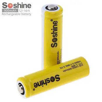 2gab Soshine 3,7 V ICR 14500 900mAh Li-jonu Akumulators ar Drošības Vārsts + Bateriju Kārba, Lukturi Lukturi