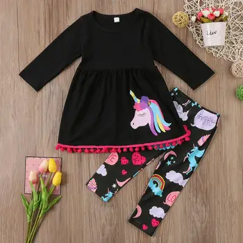2gab/set Meitenes, Unicorn Apģērbu Komplekti Top T Krekli+bikses Komplektus Uzvalki Toddler Meitenes Gadījuma Karikatūra Apģērbs Bērniem Apģērbs