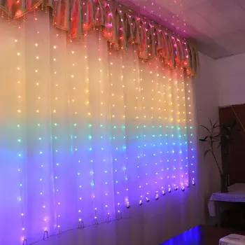 3M LED Aizkaru String Gaismas Krāsa Mainās Varavīksnes Aizkaru Gaismas Pasaku Vainags Tālvadības Jaunā Gada, Ziemassvētku, Kāzu Dekori
