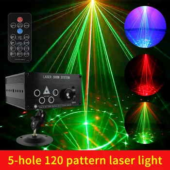 5-Hole Lāzera DJ Projektoru LED Hybrid specefekti Ar 120 Modeļiem Puse Svētku Gaismas Ģimenes Dzimšanas dienas ballītes