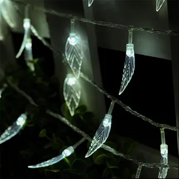 5M 28LEDs ziedu lapu vainags Vara LED pasaku string gaismas, ziemassvētku, kāzu dekorēšana puse Vasaras notikums