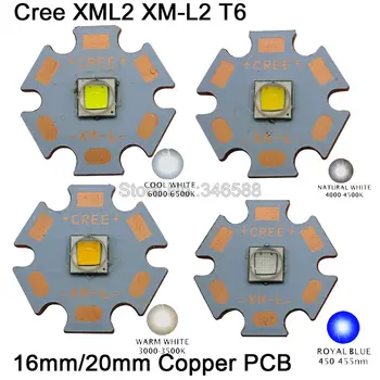 5gab CREE XLamp XML2 XM-L2 L2 10W Silti Balts, Neitrāli Balts Balts Royal Blue High Power LED Emisiju 16mm 20mm Vara PCB