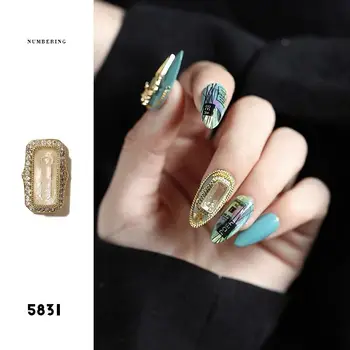 5gab hotsale zircon urbt metāla nagu mākslas rotājumi 3d nail art piederumi Japāņu opal kaķa acs akmens sakausējuma nail art sērija
