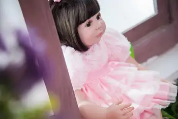 60cm Silikona Atdzimis Bērnu Lelle, Rotaļlietas, Piemēram, Nekustamā 24inch Vinila Izsmalcinātu Princese Toddler Meitenes Bērnu Lelles Dzimšanas dienas Dāvana