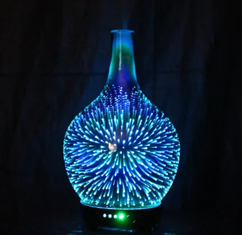 7 Krāsu Gaismas 3D Stikla Vāze Aromterapijas Ēteriskās Eļļas Aromāts Difuzoru Mainās un Bezūdens Auto Shut-off Vēsā gaisa mitrinātāju, Migla