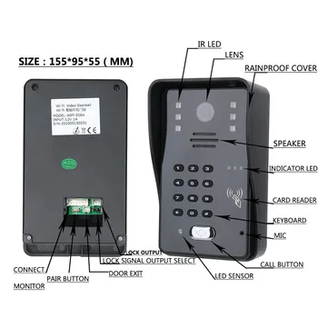 7inch Video Durvju Tālrunis Domofons Durvju zvans Ar RFID Paroli IS-CUT 1000TV Līnijas Fotokameras Bezvadu Tālvadības Piekļuves Kontroles Sistēmas