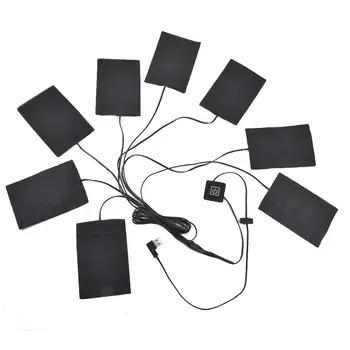 8-in-1 USB Elektriskie Apģērbu Apkures Spilventiņu Oglekļa Šķiedras Apsildāms Drēbes Pamatni Ar 3-Pārnesumu Mat Lapa Sildītājs, siltiem Sieviešu, Vīriešu Pirkstaiņi