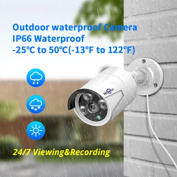 8CH POE VRR komplekti IEEE802.3af 48V VIDEONOVĒROŠANAS sistēma 1080P iekštelpu un āra kameras ūdensizturīgs 2MP drošības video novērošanas komplekts Hiseeu