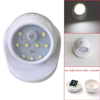 9 LED Kustību Sensors Nakts Gaisma 360 Grādu Rotācijas Bezvadu Auto On/Off PIR Nakts Gaismas Lampa Sienas Lampa, Iekštelpu un Āra