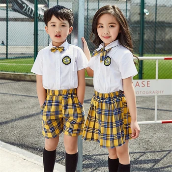 90-180cm Kids Modes Skolas Uniformas korejiešu Japāņu Stila Klases Apģērbs Augšu Pleds Svārki Kaklasaiti Skatuves Tērpi Bērniem