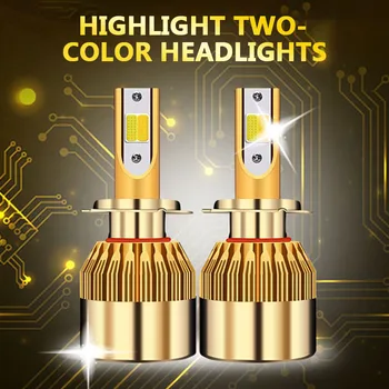9005 9006 H7, H1 H11 9012 H4, HB5 Dubultā Krāsu LED priekšējo Lukturu Spuldžu Komplekts 76W 6000K 3000K Automašīnas Miglas Lukturi Hi/Lo Staru Spuldzes Nomainīt