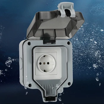 ACCKIP Ūdensizturīgs IP65 Waterproof Āra Sienas Kontaktligzda 16A ES Standarta Elektrības AC 110~250V Smart Sienas Kontaktligzdas