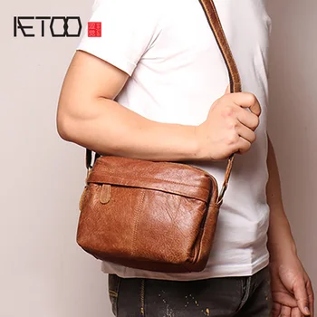 AETOO Vintage modes vīriešu pleca soma, ādas duncis soma, matēts ādas vīriešu soma.