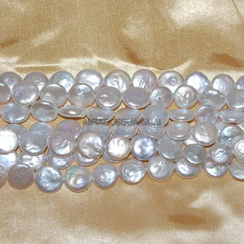 APDGG Īstu Dabas 12-13mm balta pāva melnās monētas white pearl virzieni zaudēt krelles sievietēm lady rotaslietas DIY