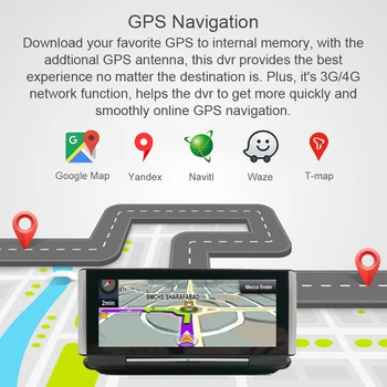 Anfilite 7 Collu 4G ADAS Android Auto Paneļa DVR, GPS Navigācijas 1080P Dual Objektīvs Dash Kameras Novietošanas Monitors Auto Video Reģistrators