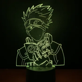 Anime Gaismas Naruto Hatake Kakashi Figūriņas 3D Gaismas LED Nakts Lampa Bērniem Jaunums LED Dekoratīvā Galda Lampa Mājas Rotaļlietas