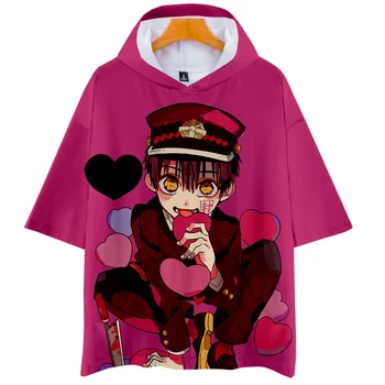 Anime Tualetes Pienākums Jibaku Shounen Hanako Kun Kapuci T Krekls Zēniem un Meitenēm Harajuku Īsām Piedurknēm Cosplay T-krekls, Smieklīgi Apģērbi