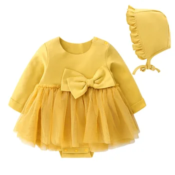 Baby Girl Apģērbu Kokvilnas Lupatu 2GAB Baby Girl Kleita+Cepure, kas Pilnībā Piedurknēm 0-12M Rudens Loku, Jaundzimušo Acu Ziemas Meitenēm, Zīdaiņu Apģērbs