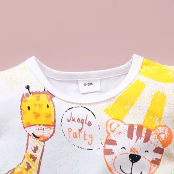 Baby Romper Jaundzimušā Bērna Meitenes Zēni Vasaras Īsām Piedurknēm Tīrtoņa Krāsu Karikatūra Dzīvnieku Vēstuli Romper Jumpsuit Apģērbs, Zīdaiņu Apģērbu