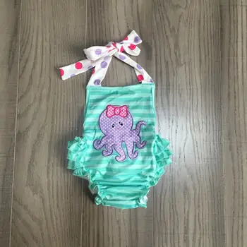 Baby meitenes vasaras romper zīdaiņu bērnu aqua linga romper meitenes astoņkāji drukāt romper