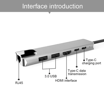 Basix C Tipa Rumbu ar HDMI saderīgu USB C centrs, lai Gigabit Ethernet Rj45 Lan Adapteris priekš Macbook Klēpjdatoru Piederums, USB-Ethernet C