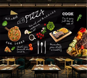 Beibehang Custom tapetes, 3d sienas melnās puses-krāsotas itāļu picu veikals Rietumu restorāns viesistabas TELEVIZORA fona tapetes