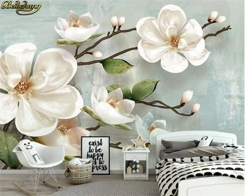 Beibehang Pielāgotus foto tapetes Ziemeļvalstu 3d gofrēts magnolijas mūsdienu minimālisma TV fona sienas papel de parede 3d tapetes