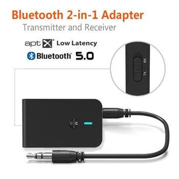 Bezvadu Bluetooth 5.0 Raidītājs Uztvērējs, 3,5 mm jack Stereo AUX Audio Adapteris Zema Latentuma Dual Link TV Mājas Stereosistēmas