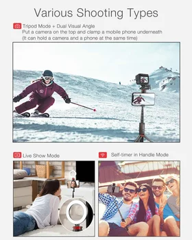 BlitzWolf BW-BS10 Sportā Viss Vienā Bezvadu bluetooth Selfie Stick Salokāms Statīvs Monopod Selfie Sticks Kameru Tālruņiem