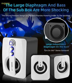 Bluetooth Skaļruni, Darbvirsmas Datoru, Tālruni 3D Stereo Audio-Subwoofer Box Mājas USB Stick Atbalsta Mūzikas Ieskauj Vadu Portatīvo