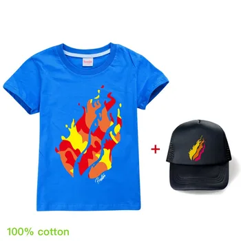 Bērnu apģērbu apdrukāšana Prestonplayz kokvilnas T-krekls vasaras sporta un atpūtas zēnu un meiteņu T-krekls + Cepure top