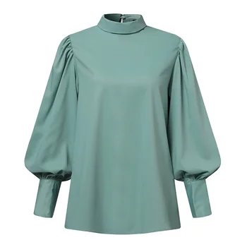Celmia Sieviešu Elegants Birojs Krekls Ir 2021. Modes Blūzes Sieviešu Stand Apkakli Topi Puff Piedurknēm Cieto Gadījuma Blusas Plus Izmēra 5XL