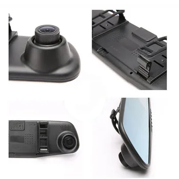 Cemicen 4.3 Collu Full HD 1080P Automašīnas Dvr Kamera Auto Atpakaļskata Spogulī, Digitālo Video Ierakstītāju Dual Objektīvs Registratory Videokamera