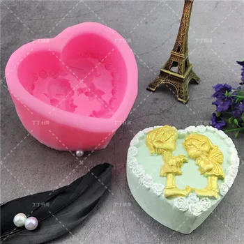 Cepšanas Piederumi Pomādes Kūka Pelējuma Pušķis Mīloša Sirds Formas Valentīna Diena Dāvanu 3D Rozes Zieds, 1 GAB Kūka Dekorēšanas Instrumentiem