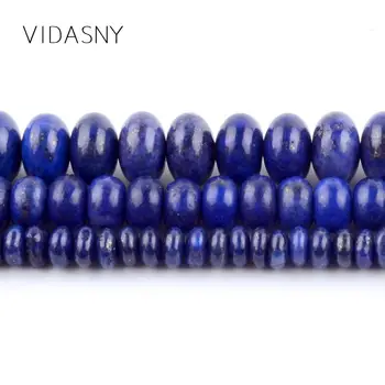 Dabas Gem Akmens Lapis Lazuli Rondelle Krelles Rokdarbi Rotaslietu izgatavošana 4 6 8mm Abacus, Krelles Diy Kaklarota, Aproce 15inch