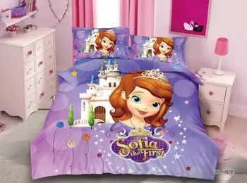 Disney Princess Saldēti Elsa dvīņu gultas komplekts meitenēm viena izmēra sega sedz pārklājs 4gab mājas tekstila karikatūra, kas aprīkoti lapa