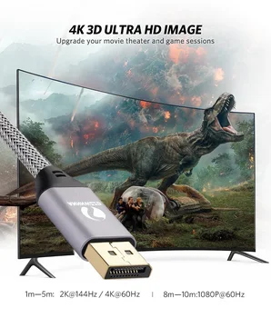 DisplayPort Cable 4K 60Hz DP 1.2 Versija Vadu Ultra HD 3D 1m 2m 3m HDTV DATORA Grafikas Kartes Klēpjdatoru, Projektoru, Kabeļu Displayport