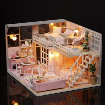 Diy Leļļu Nams Meitenes Roku darbs Modeli, Koka Rotaļlietas Miniatūras Lelle, Mājas mēbeles, Mēbeles Miniatūra leļļu Namiņš Puzzle Rotaļlietas Bērniem