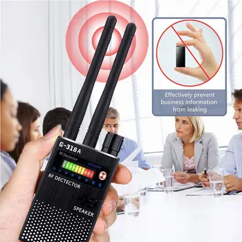 Dual Antenu RF Signāla Detektors Slēpto Kameru Noklausīšanās Bezvadu Audio Bug GPS GSM Ierīce Finder Anti-Spiegu Skeneris