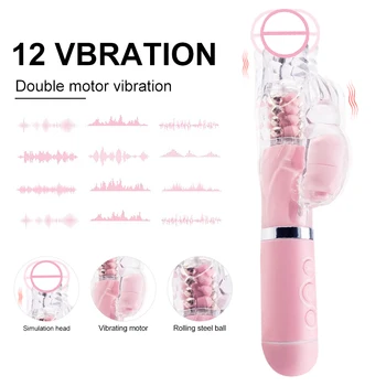 Dual Mehānisko Dildo Trušu Vibrators Vibrācijas, Rotācijas Seksa Rotaļlieta Sievietēm G Spot Massager Klitora Stimulators Seksa Veikals