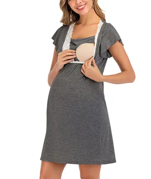 Dzemdību V-Veida Kakla Sleepwear Grūtniecēm, Barojošām Pidžamas Naktskrekls Ar Krūti 2020. Gadam Un Dzemdību Aprūpes Kleita Grūtniecības Clothings