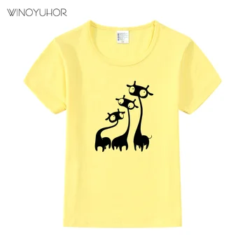 Dzīvnieku Print Bērnu Zēnu T-krekls Vasarai ar Īsām Piedurknēm Tee Krekli Bērniem, Multiplikācijas filmu Žirafe T-Krekli Bērnu Ikdienas Topi