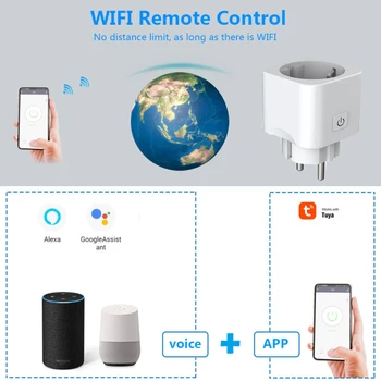 ES Standarta 10.A Tuya WiFi Elektrisko Smart Ligzda Tuya Remote Balss Vadība Atbalsta Ar Alexa, Google Home Smart Plug Dropship