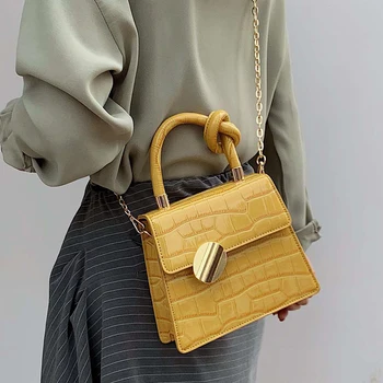 Elegants Sieviešu Akmens modelis Tote soma 2019 Jaunas Kvalitātes PU Ādas Sieviešu Dizainers Rokassomu Bloķēšanas Ķēdes Plecu Messenger Bag