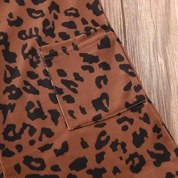 Emmababy Bezmaksas Piegāde 1-6Y Bērniem, Baby Meitenes Kleita Drēbes Leopards Drukāt bez Piedurknēm Zeķu kombinezoni ar Krūšdaļu Taisni (Dungriņi) Kleita Tērpiem